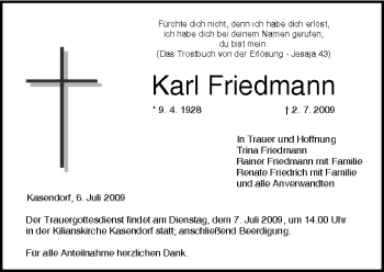 Anzeige von Karl Friedmann von MGO