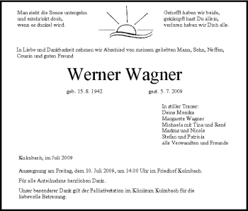 Anzeige von Werner Wagner von MGO