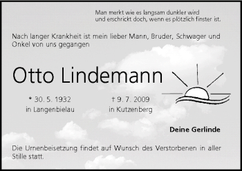 Anzeige von Otto Lindemann von MGO