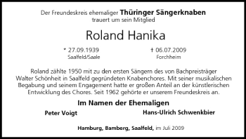 Anzeige von Roland Hanika von MGO