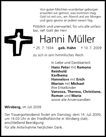 Anzeige von Hanni Müller von MGO