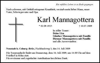 Anzeige von Karl Mannagottera von MGO