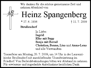 Anzeige von Heinz Spangenberg von MGO