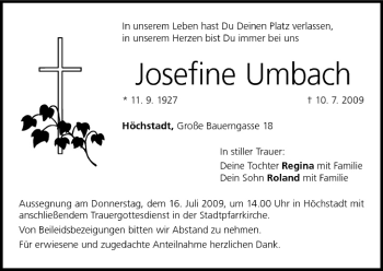 Anzeige von Josefine Umbach von MGO
