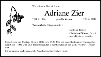 Anzeige von Adriane Zier von MGO
