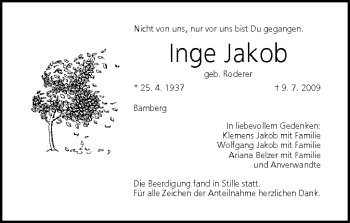 Anzeige von Inge Jakob von MGO