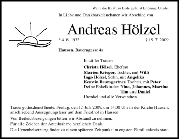 Anzeige von Andreas Hölzel von MGO