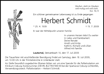 Anzeige von Herbert Schmidt von MGO