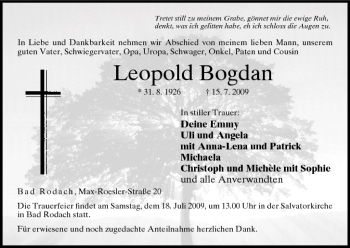 Anzeige von Leopold Bogdan von MGO