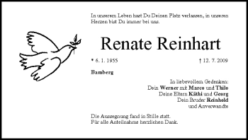 Anzeige von Renate Reinhart von MGO