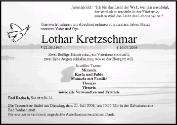 Anzeige von Lothar Kretzschmar von MGO