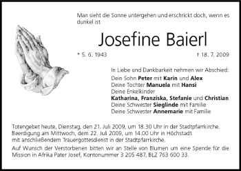 Anzeige von Josefine Baierl von MGO