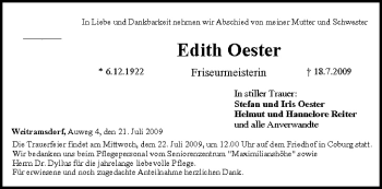 Anzeige von Edith Oester von MGO