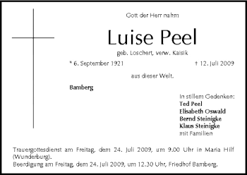Anzeige von Luise Peel von MGO