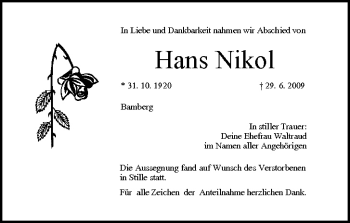 Anzeige von Hans Nikol von MGO