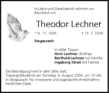 Anzeige von Theodor Lechner von MGO