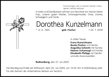 Anzeige von Dorothea Kunzelmann von MGO