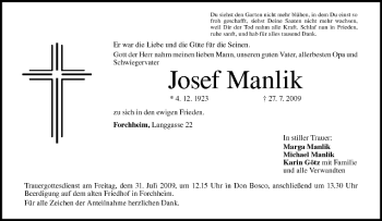 Anzeige von Josef Manlik von MGO