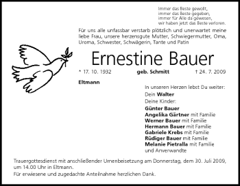 Anzeige von Ernestine Bauer von MGO