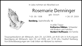 Anzeige von Rosemarie Denninger von MGO