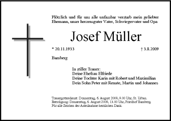 Anzeige von Josef Müller von MGO