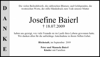 Anzeige von Josefine Baienl von MGO