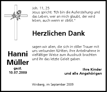 Anzeige von Hanni Müller von MGO