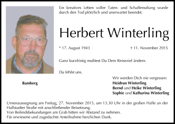 Anzeige von Herbert Winterling von MGO