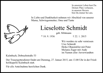 Anzeige von Lieselotte Schmidt von MGO