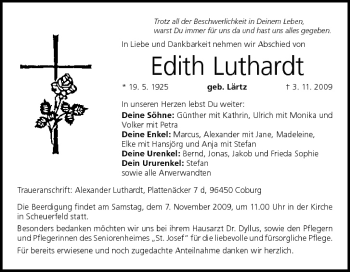 Anzeige von Edith Luthardt von MGO