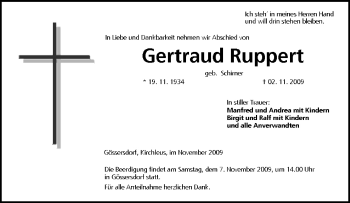 Anzeige von Gertraud Ruppert von MGO