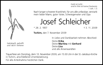 Anzeige von Josef Schleicher von MGO