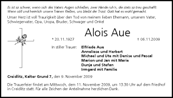 Anzeige von Alois Aue von MGO