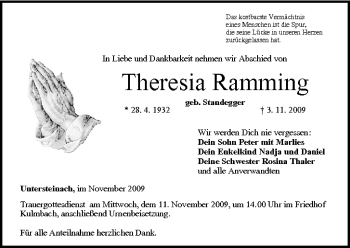 Anzeige von Theresia Ramming von MGO