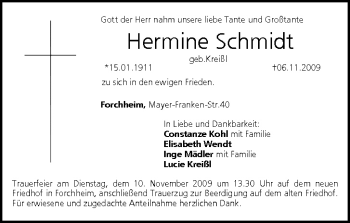 Anzeige von Hermine Schmidt von MGO
