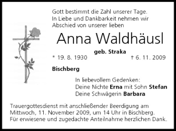 Anzeige von Anna Waldhäusl von MGO