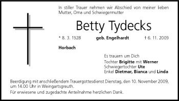 Anzeige von Betty Tydecks von MGO