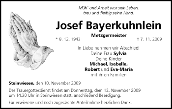 Anzeige von Josef Bayerkuhnlein von MGO