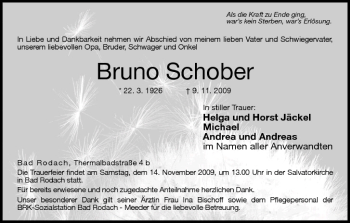 Anzeige von Bruno Schober von MGO