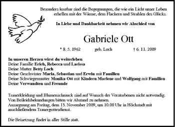 Anzeige von Gabriele Ott von MGO