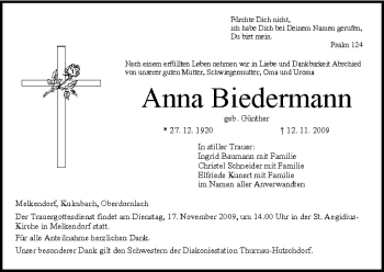 Anzeige von Anna Biedermann von MGO