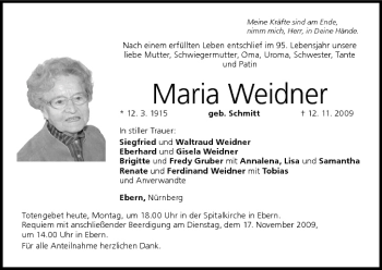 Anzeige von Maria Weidner von MGO