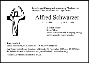 Anzeige von Alfred Schwarzer von MGO