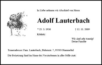 Anzeige von Adolf Lauterbach von MGO