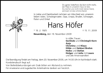 Anzeige von Hans Höfer von MGO