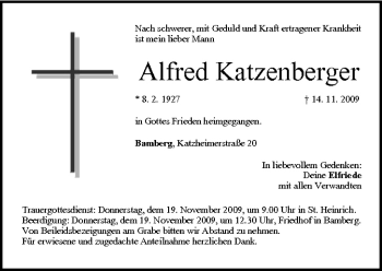 Anzeige von Alfred Katzenberger von MGO