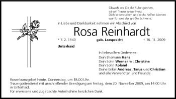 Anzeige von Rosa Reinhardt von MGO