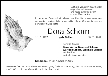 Anzeige von Dora Schorn von MGO