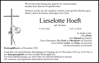 Anzeige von Lieselotte Hoeft von MGO