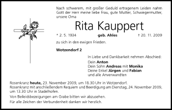Anzeige von Rita Kauppert von MGO